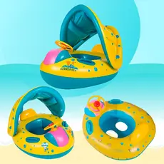 Boia inflável para Bebês com Proteção Solar Infantil Resistente Crianças Praia Piscina Bote Buzina