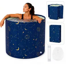 Banheira Dobrável Portátil 70cm SPA Ofurô Reforçado Drenagem Rápida Casa Adulto
