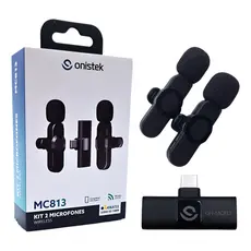 Kit 2 Microfones Sem Fio Lapela Celular Smartphone Onistek