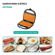 Sanduicheira Elétrica Onistek 800w Termostato Automatico Preto 127v ou 220v