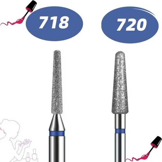 Brocas Diamantada 718 720 Cutícula Unha Motor Kit Brocas