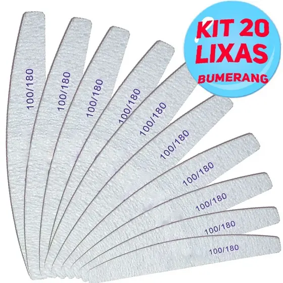 Kit 5/10/20/25 Lixas Bumerangue De Unha Meia Lua 100/180 Unhas Porcelana Acrigel/gel/porcelana/ Profissional