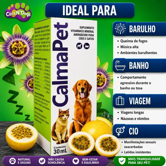 Calmante Calmapet Natural Para Cães e Gatos