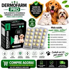 kit C/3 Dermofarm Pro Biofarm Suplemento Vitamínico Cães e Gatos  - 10 comprimidos cada