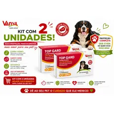 Kit C/ 2 Caixas de Top Gard 30kg Sabor Carne Vansil Vermífugo Anti-Helmíntico 2 comprimidos Para Cães e Gatos