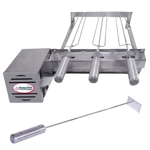 Brasa Grill Único Andar Gira 3 Espetos Churrasqueira Elétrica Giratória Bi Volts