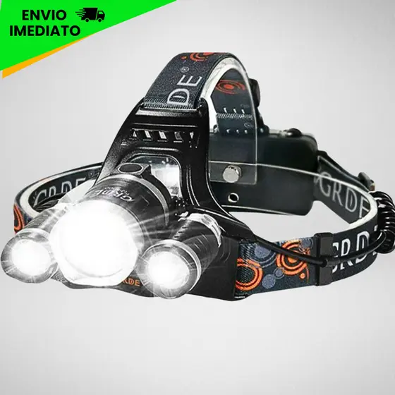 Lanterna de Cabeça Profissional Cree T6 Recarregável com 3 Modos de Iluminação