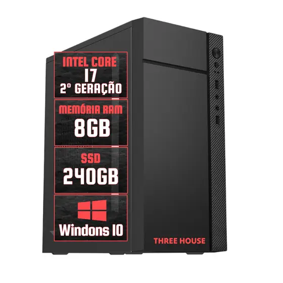 PC CPU Intel Core I7, 8gb de Memória Ram, Ssd 240gb