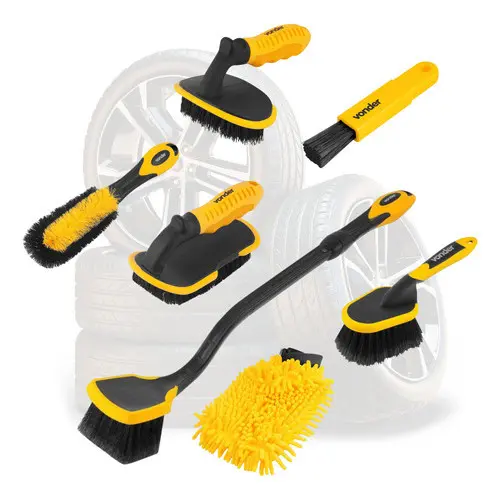 Kit De Escovas Para Limpeza Automotiva Com 7 Peças Vonder