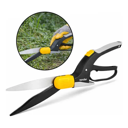 Tesoura Corta Grama Profissional Jardim Mato Prática 360° Preto Vonder