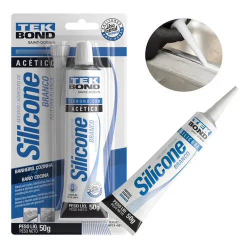 Cola Silicone Acético Branco 50g Tek Bond Multiuso Bisnaga