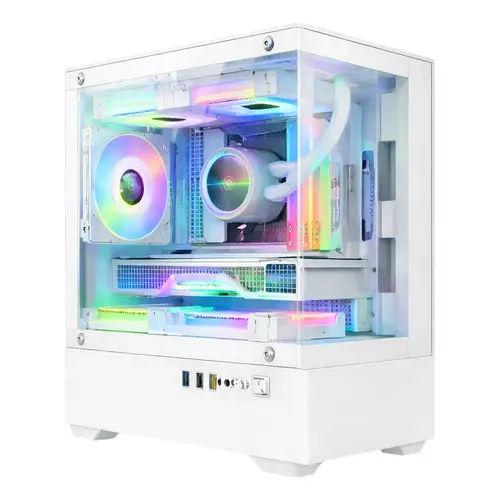Gabinete Gamer Branco 3 Fans Rgb Mini-tower Lateral De Vidro Branco