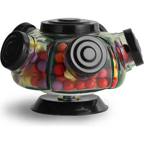 Mini Baleiro Giratório de Vidro Bomboniere Porta Doces e Balas Antigo Colorido