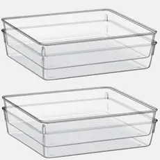 Kit 4 Organizadores Quadrado Multiuso Acrilico Cristal Grande -  P/ Gaveta-Porta Maquiagem-Geladeira