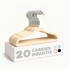 Kit【20】UN Cabide Bege de Veludo Infantil Ultrafino Flexível – Ideal para roupas infantis e de bebê