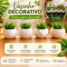 Vasos de Gesso Com Plantas Artificiais - Sala Casa Escritorio Mesa - Evio no Mesmo dia