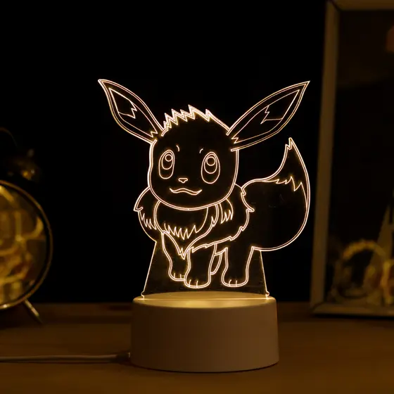 Luminária LED 3D de Mesa / Luz Noturna Presente Criativo / Decoração - Eevee, Ivy, Pomekon