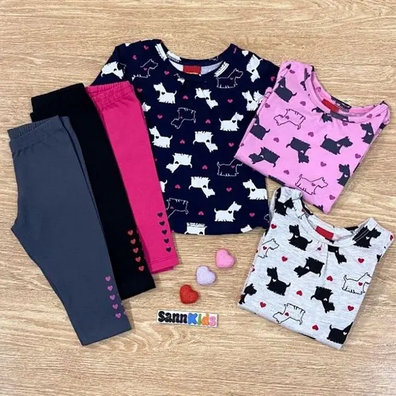 Conjunto Bebê Manga Longa Em Malha Com Legging Kyly