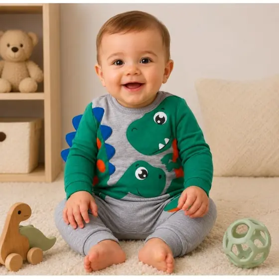 Macacão Bebê Masculino em Cotton Dinossauro Kyly