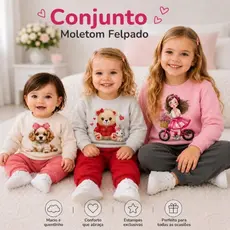 Conjunto Bebê Infantil Menina Casaco com Calça Moletom Pelúciado Kyly