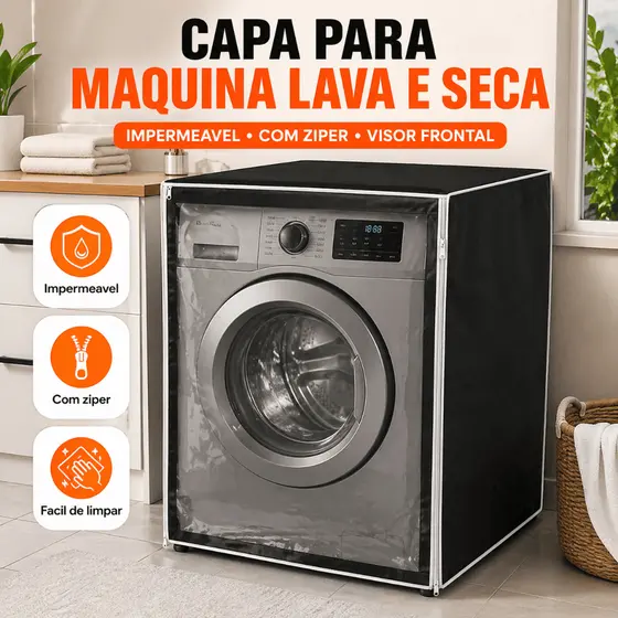 Capa Máquina De Lavar Abertura Frontal Lava Seca Samsung Ziper LG Midea 8kg 9kg 10kg 11kg