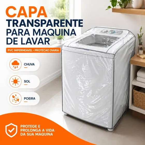Capa Máquina Lavar Transparente Diversos Tamanhos P M G Electrolux Consul Brastemp 8kg a 16kg