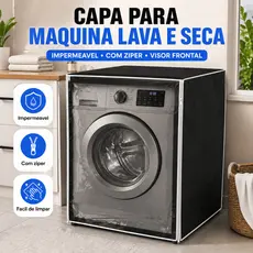 Capa Protetora Lava e Seca Impermeável Flanelada Visor LG Samsung Electrolux Midea 8kg 9kg 10kg 11kg