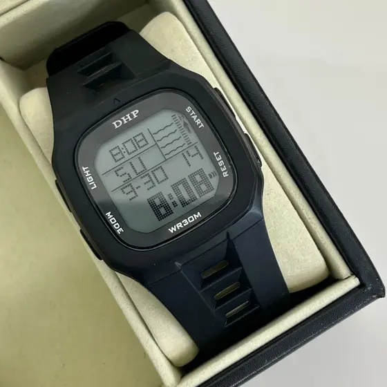 Relógio Digital Esportivo Prova d agua Militar Quadrado Silicone Preto Masculino DHP