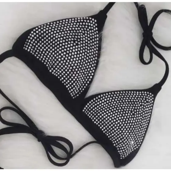 Top Cropped Biquine Brilho Strass