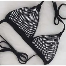 Top Cropped Biquine Brilho Strass