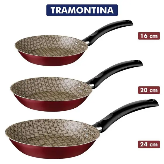 Frigideira Antiaderente Tramontina  Vermelha Turim-16 cm-20 cm-24cm