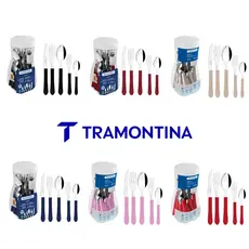 JOGO DE TALHERES FAQUEIRO LEME 20 PEÇAS TRAMONTINA CORES PRETO-CINZA-AZUL-LAVANDA-VERMELHO-CARMIM