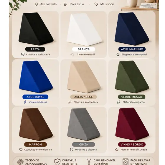 Kit com 2 Capas para Travesseiro Ortobom / Fronha para Almofada Ortobom Triangular 40x40x55cm Suave Encosto