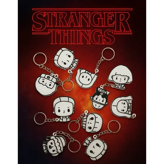 Chaveiro Lembranca com Pingente STRANGER THINGS Eleven Dustin Eddie Lucas Action Figure Figura De Ação Impressao 3d