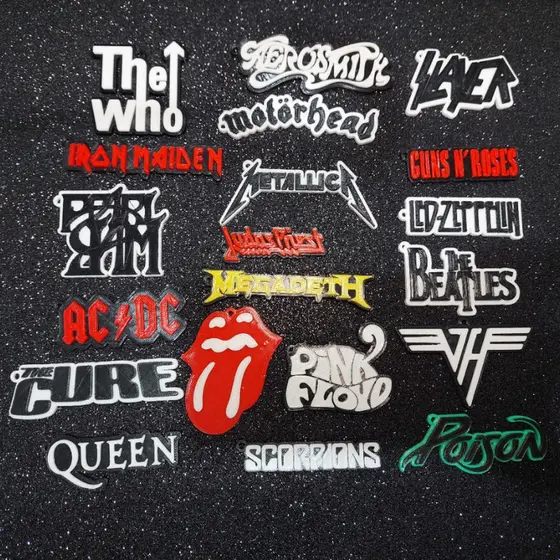 Chaveiro Lembrança Personalizado ROCK IN ROLL BANDAS Com Pingente Colecionavel Chave Carro Impressao 3d