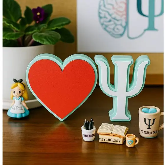 Placa Decorativa AMO PSICOLOGIA Decoracao Escritorio Consultorio Quarto Plastico Impressao 3d