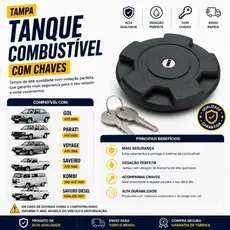 Tampa Tanque Combustível Gol Saveiro Parati Voyage Até1986 Kombi 1981 Até 1989 Saveiro Diesel 1984 Até 1997 C/ Chaves