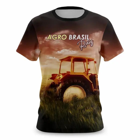 Camiseta Camisa Agro Raiz Campo Marrom Escura