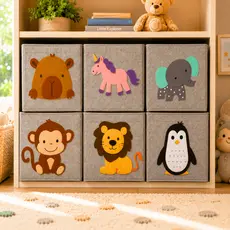 Cesto Organizador Infantil Dobrável Brinquedos Multiuso Roupa Suja Tecido Feltro Retangular