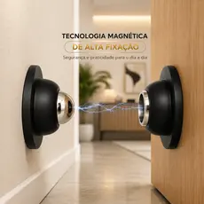 Prendedor de Porta Magnético Trava Batedor Fixador Porta Imã Sem Furos Adesivo Inox Preto Kit 1 a 5