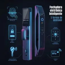 Fechadura Eletrônica com Reconhecimento Facial 3D Inteligente Segura Biometria WiFi Senha Câmera