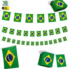 Bandeirinha do Brasil Varal 10 Metros Copa do Mundo Bandeira Tecido