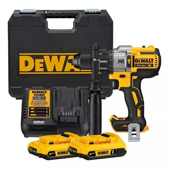Furadeira Parafusadeira de Impacto Dewalt DCD996 20V XR com 2 Baterias 2Ah + Carregador Bivolt + Maleta