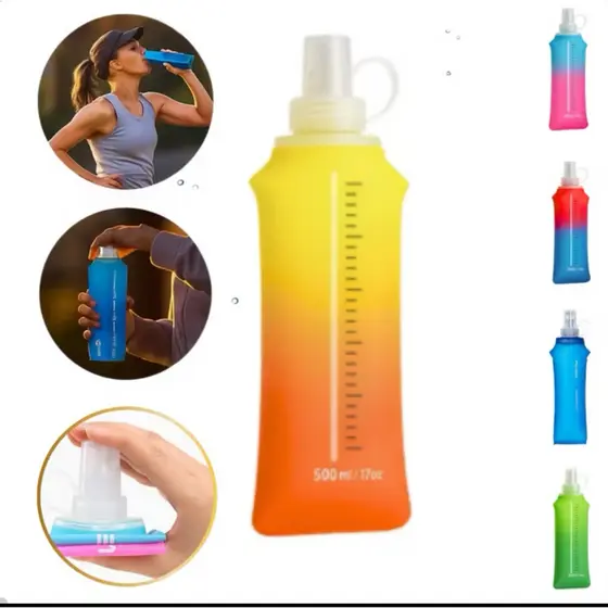 Garrafa De Água Mole Dobrável Corrida Silicone Squeeze Soft