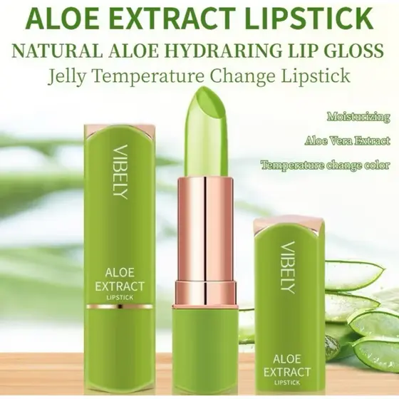 Batom em Gel Hidratante com Tonalidade Quente Da Vibely com Aloe Vera, Cuidados de Brilho Labial de Longa Duração