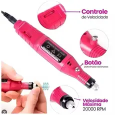 Lixadeira de Unhas Elétrica com Broca e Motor Bivolt para Manicure e Pedicure  USB