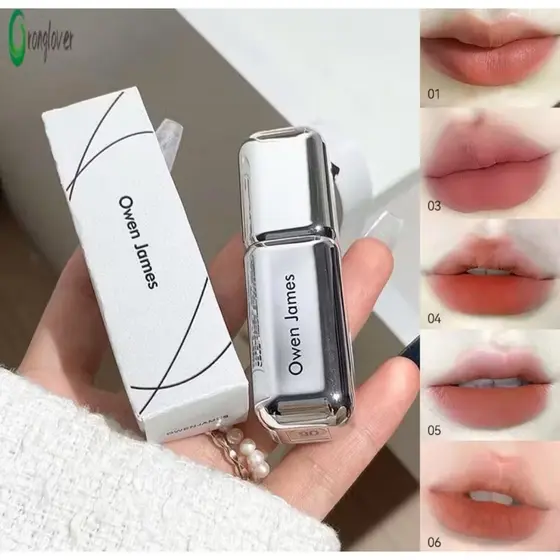 2 Unidades De Esmalte Labial De Veludo Fosco-Batom Não Desbotado De Longa Duração