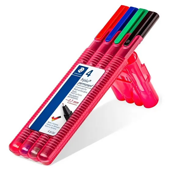 Estojo Caneta Staedtler Triplus Permanente 0.3Mm 4 Cores