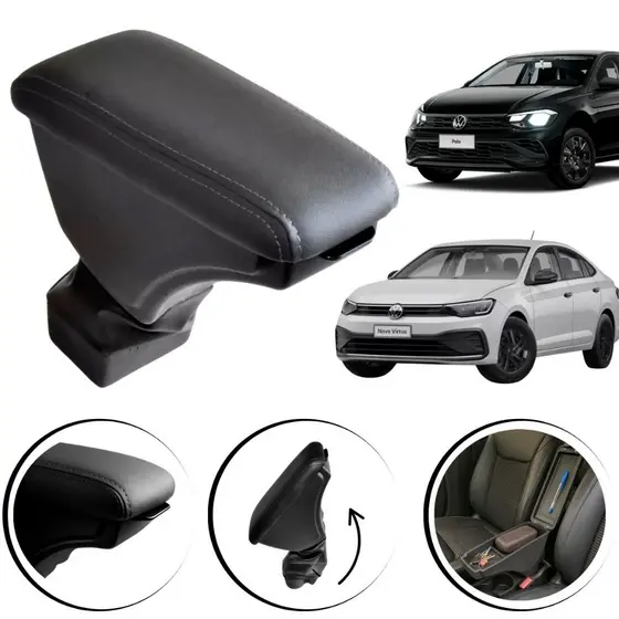 Apoio de Braço Central com Porta Objetos para Volkswagen Virtus e Polo 2018 em Diante Encaixe Perfeito Conforto
