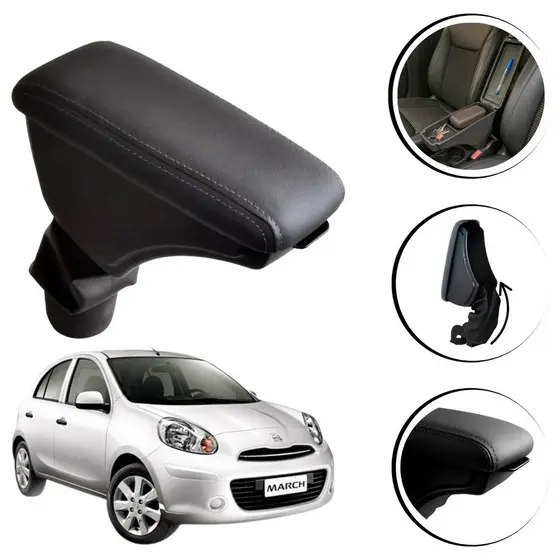 Apoio de Braço Artefactum Nissan March 2011 a 2023 com Porta-Objetos e Porta-Caneta – Console Central